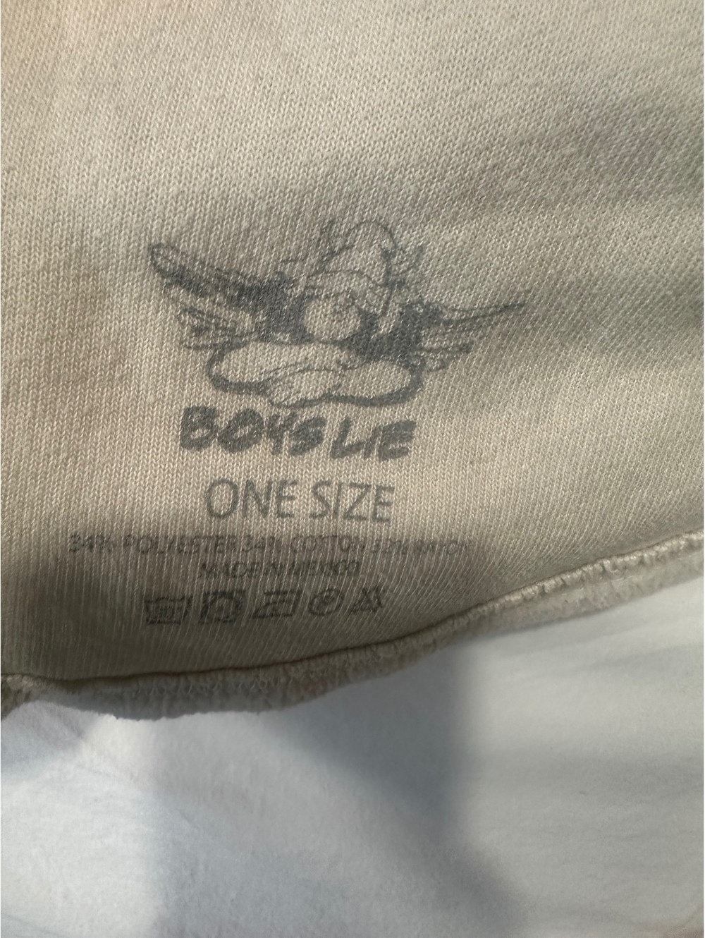 Boys Lie Oversized Sherpa Fleece Shacket Jacket One Size Cream Angel Embroidered - Picture 4 of 10